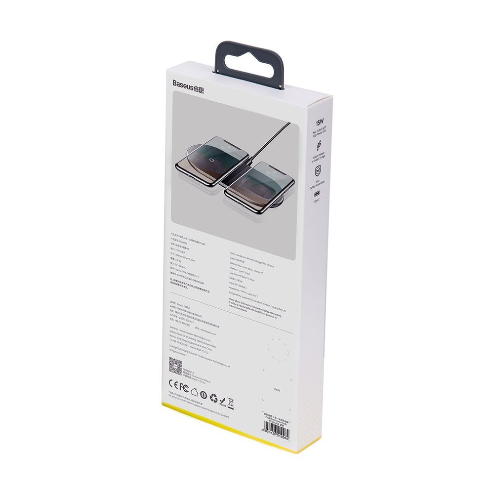 Baseus Pro 2in1 15W AirPods Smartphone Qi Laddare - Svart