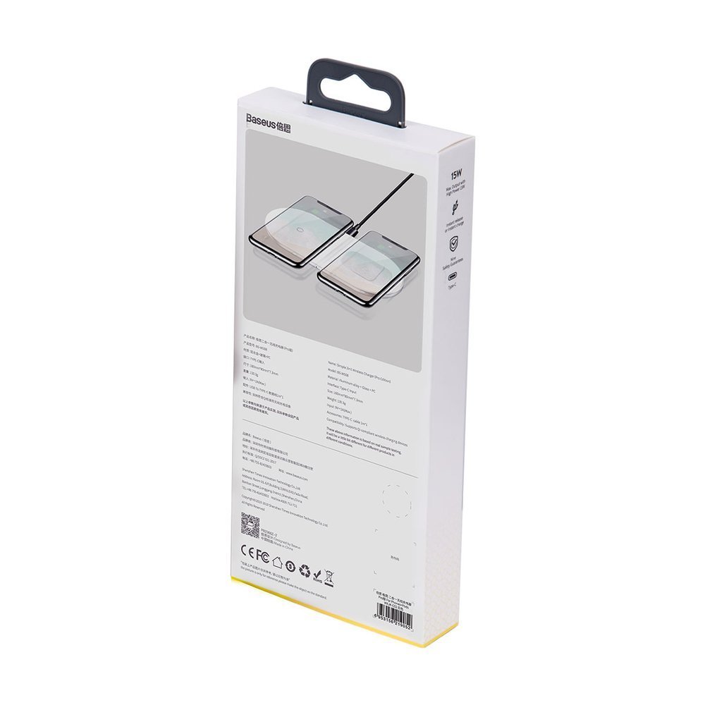 Baseus Pro 2in1 15W AirPods Smartphone Qi Laddare - Vit