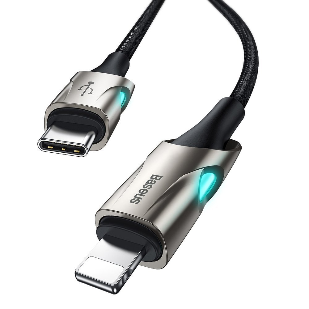 Baseus 1m 18W PD Lightning - USB-C Med LED - Svart