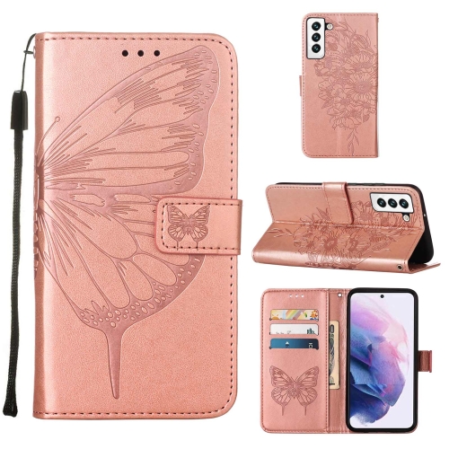 Samsung Galaxy S22 Fodral Butterfly Lder Rosguld