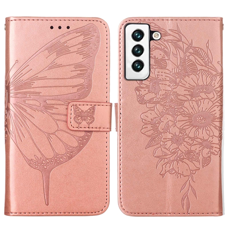 Samsung Galaxy S22 Fodral Butterfly Lder Rosguld