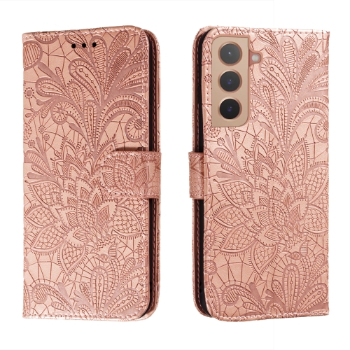 Samsung Galaxy S22 Fodral Flower Textur Rosguld