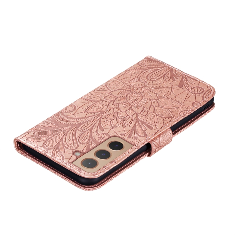 Samsung Galaxy S22 Fodral Flower Textur Roséguld