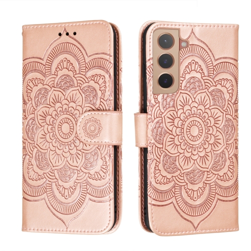 Samsung Galaxy S22 Fodral Sun Mandala Läder Roséguld