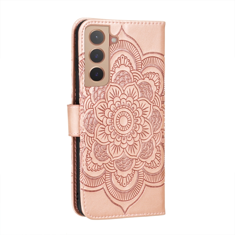 Samsung Galaxy S22 Fodral Sun Mandala Läder Roséguld