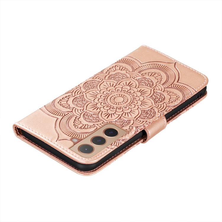 Samsung Galaxy S22 Fodral Sun Mandala Läder Roséguld