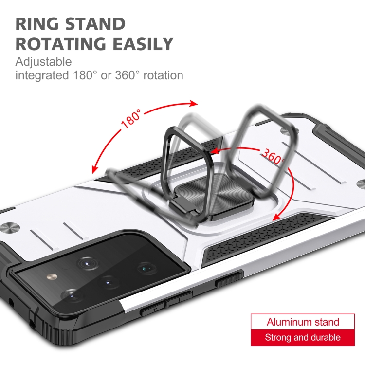 Samsung Galaxy S21 FE Skal Armor Hybrid Ring Silver