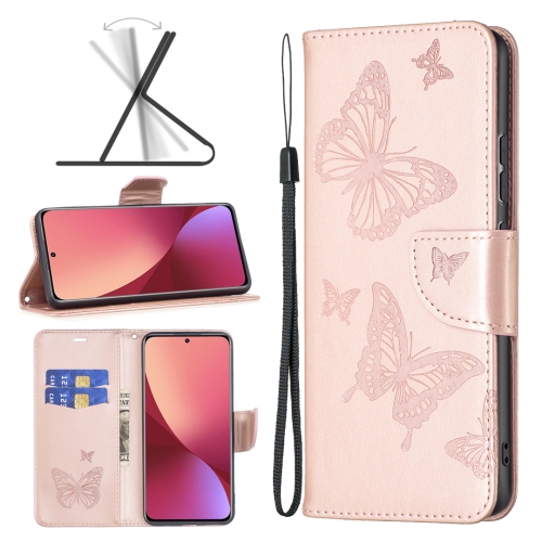 Xiaomi 12 Fodral Tryck Butterfly Rosguld
