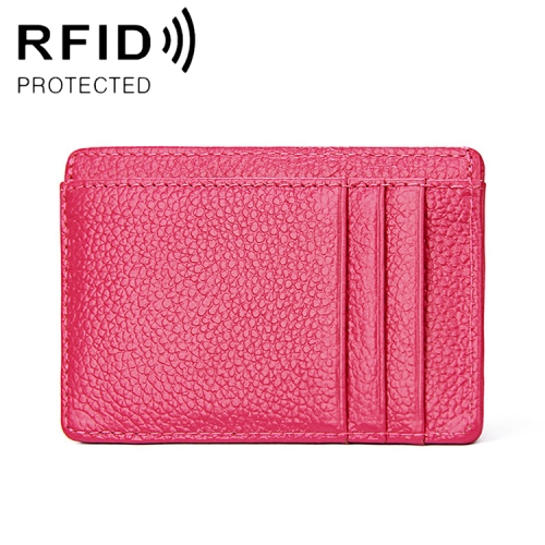 RFID Plnbok Korthllare Litchi Textur Rosa