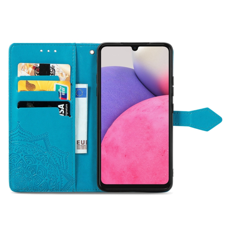 Samsung Galaxy A33 5G Fodral Mandala Läder Blå