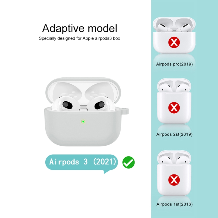 AirPods 3 Skal Silikon Med Krok Ljus Grå