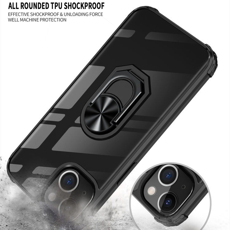 iPhone 14 Skal Shockproof Hybrid Ring Svart