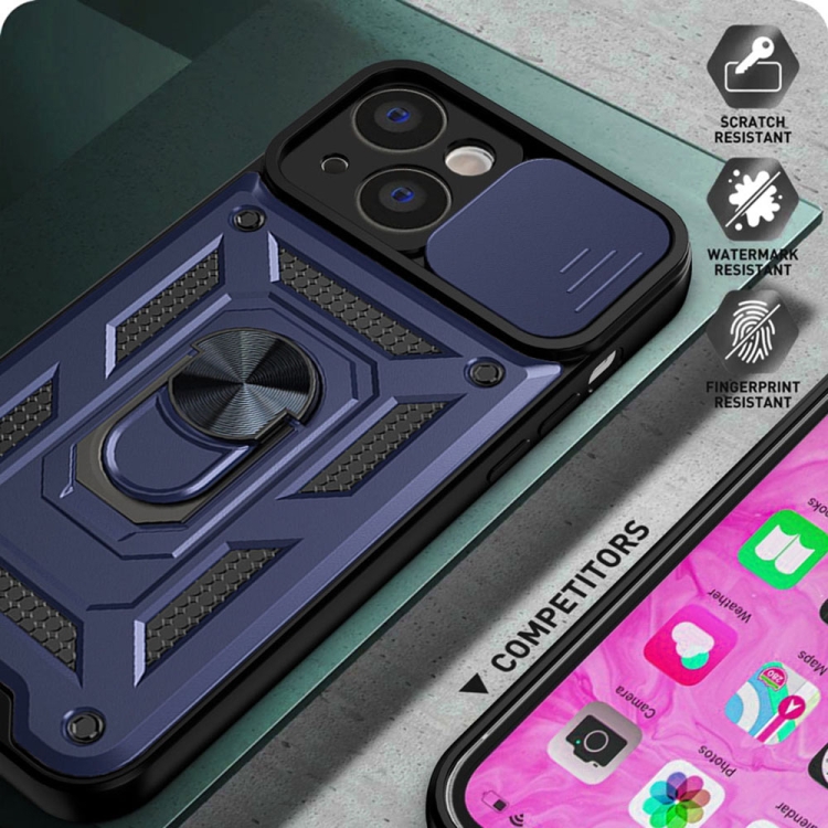 iPhone 14 Skal Armor Hybrid Ring CamShield Bl