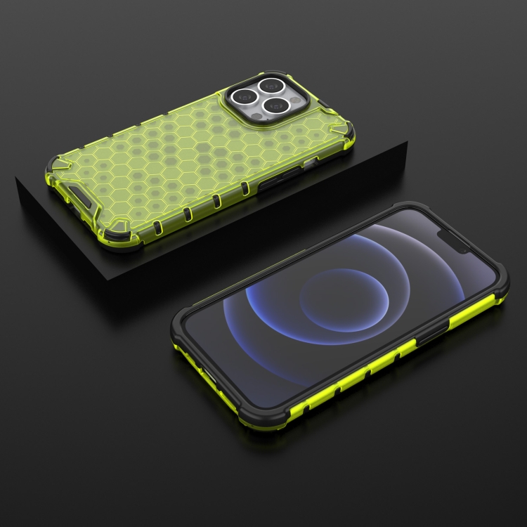 iPhone 14 Skal Shockproof Honeycomb Hybrid Grn