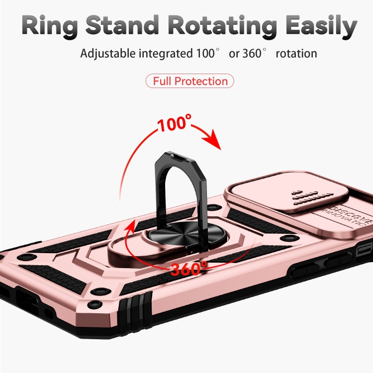 iPhone 14 Skal Ring Armor Med CamShield Rosguld
