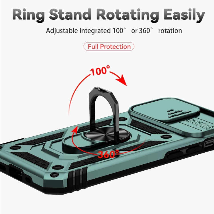 iPhone 14 Skal Ring Armor Med CamShield Grn