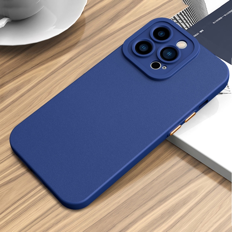 iPhone 14 Skal TPU Lder Textur Royal Blue