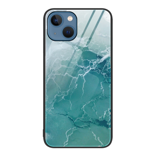 iPhone 14 Skal Marmor Hrdat Glas Grnt Hav