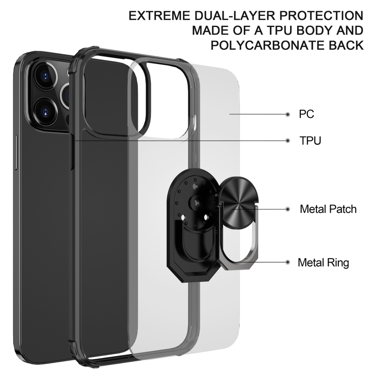 iPhone 14 Plus Skal Shockproof Ring Hybrid Blå