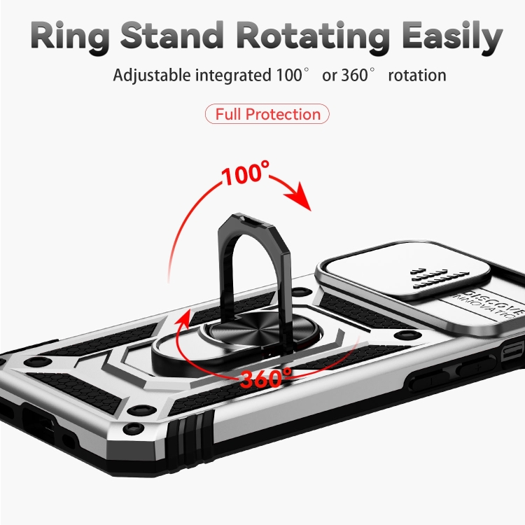 iPhone 14 Plus Skal CamShield Hybrid Ring Silver