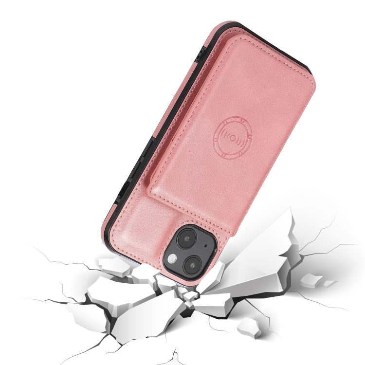 iPhone 14 Plus Skal Med Kortfack Och Magnet Roséguld