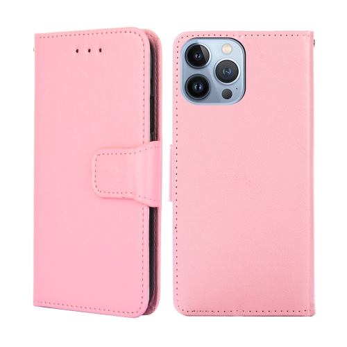 iPhone 14 Pro Fodral Läder Solid Ljus Rosa