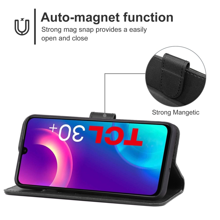 TCL 30+ (2022) Fodral Solid Lder Svart