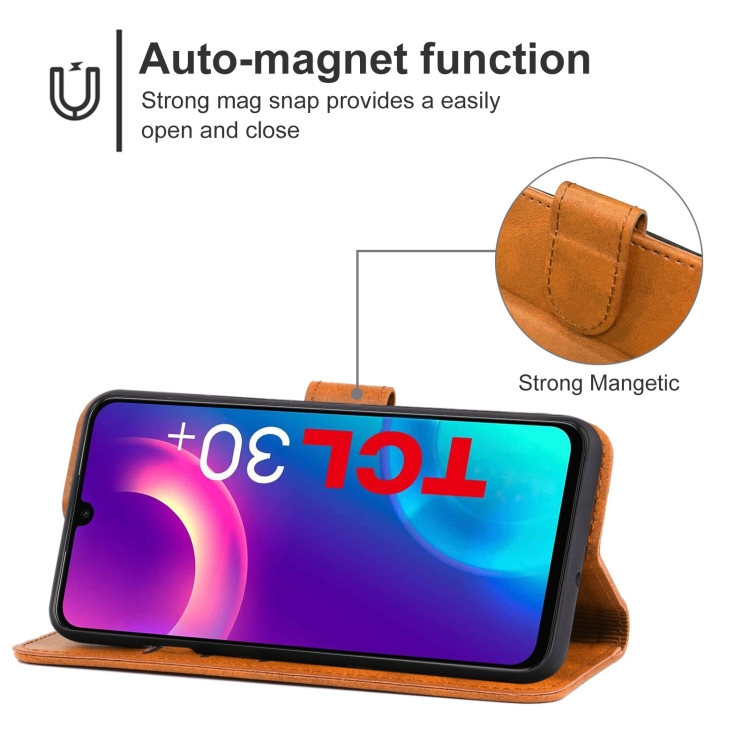 TCL 30+ (2022) Fodral Solid Lder Brun