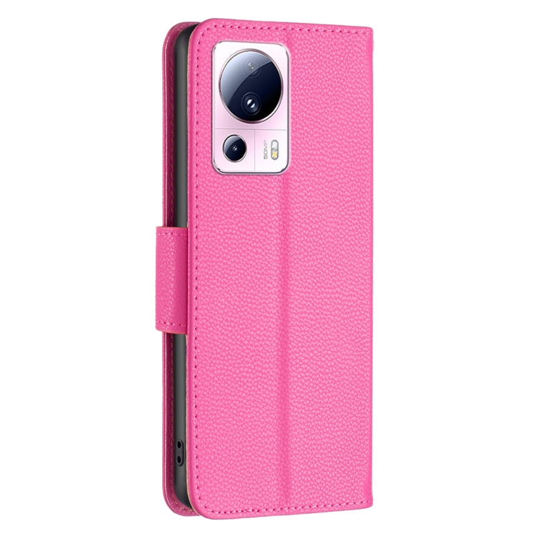 Xiaomi 13 Lite 5G Fodral Litchi Shark Lder Rosa