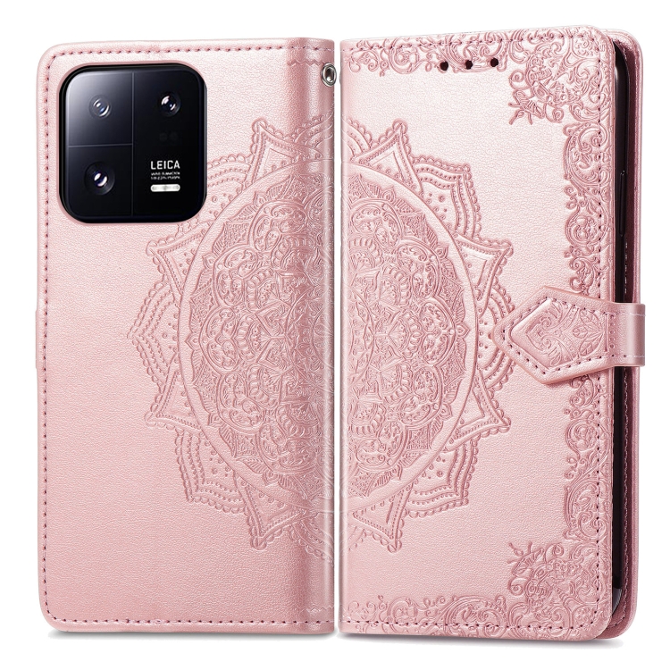 Xiaomi 13 Pro 5G Fodral Mandala Läder Roséguld