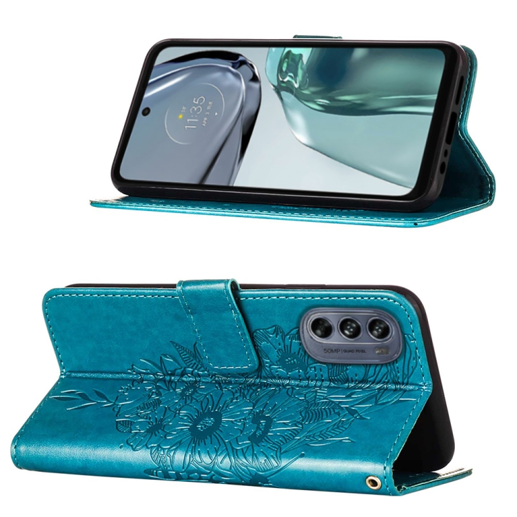 Motorola Moto G62 5G Fodral Med Fjril Tryck Bl