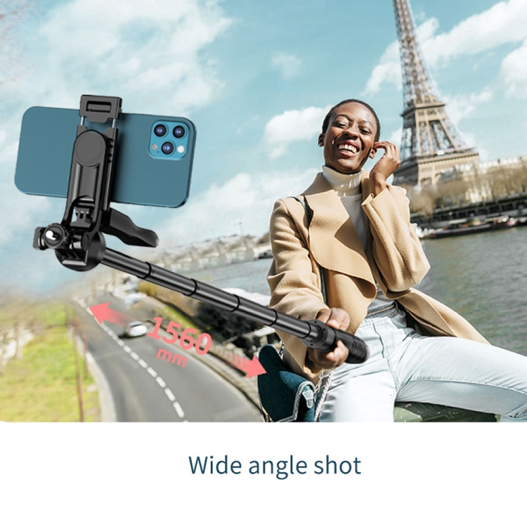 Selfie Stick Tripod 153 cm Bluetooth Svart