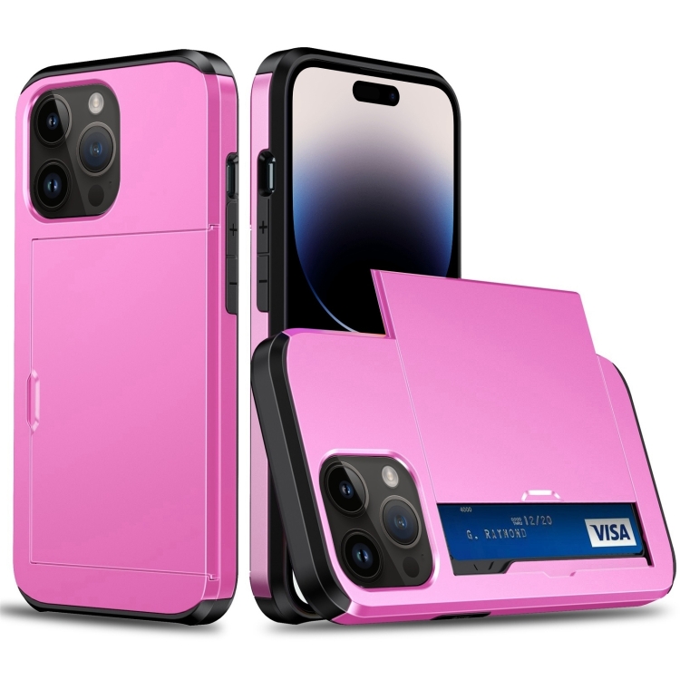 iPhone 15 Pro Max Skal Hybrid Kortfack Rosa