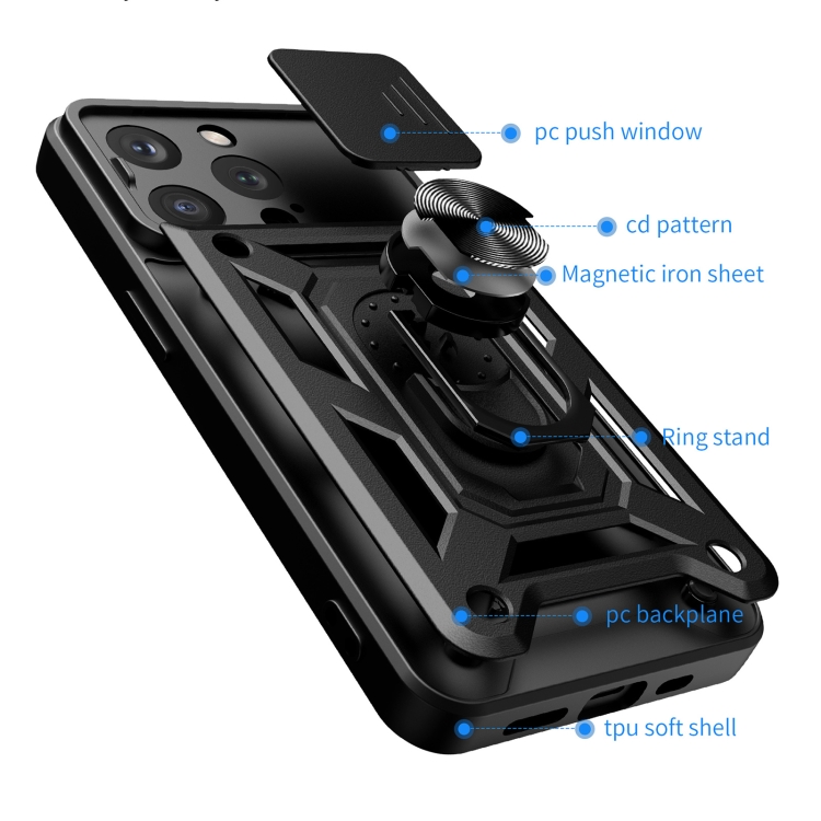 iPhone 15 Pro Max Skal CamShield Ring Hybrid Rosguld