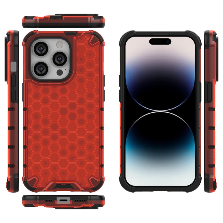 iPhone 15 Pro Max Skal Honeycomb Shockproof Röd