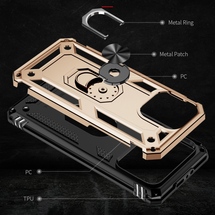 iPhone 15 Pro Max Skal Shockproof Armor Ring Guld