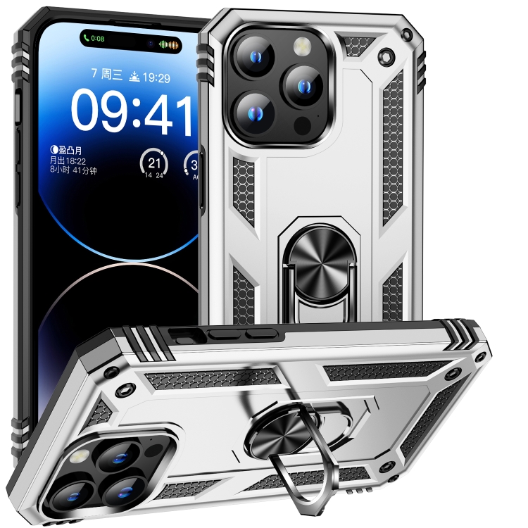 iPhone 15 Pro Max Skal Shockproof Armor Ring Silver