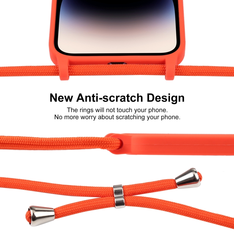 iPhone 15 Pro Max Skal Silikon Med Snre Orange