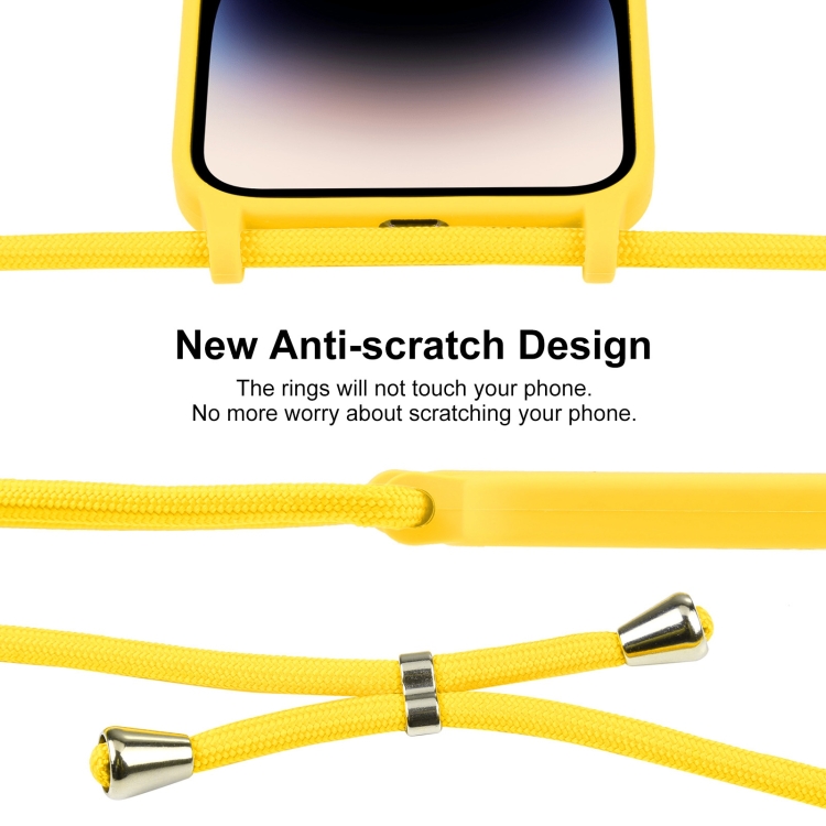 iPhone 15 Pro Max Skal Silikon Med Snre Gul