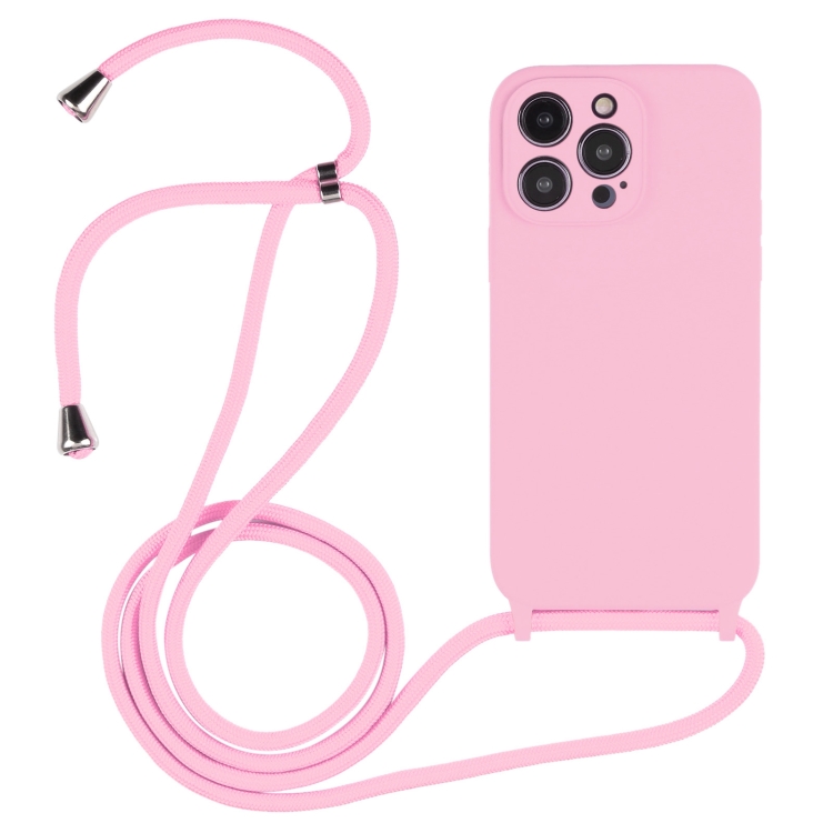 iPhone 15 Pro Max Skal Silikon Med Snre Rosa