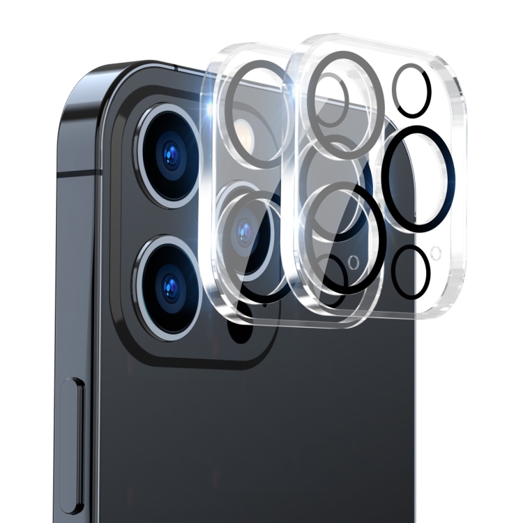ENKAY iPhone 15 Pro / 15 Pro Max 2-PACK Linsskydd BlackRing Hrdat Glas