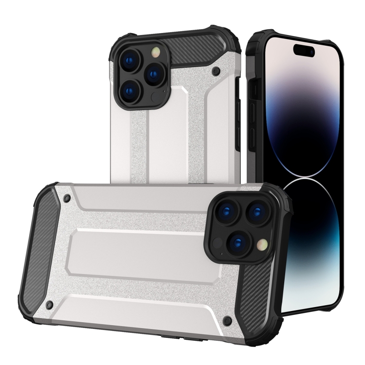 iPhone 15 Pro Skal Shockproof Armor Hybrid Silver