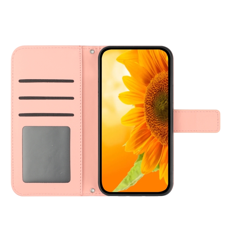 iPhone 15 Pro Fodral Solros Tryck Rosa