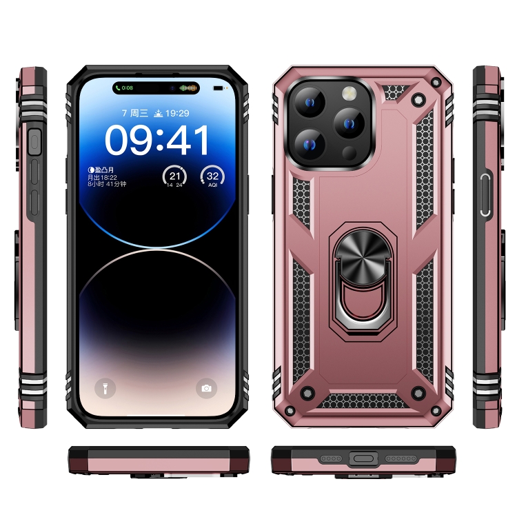 iPhone 15 Pro Skal Hybrid Armor Ring Roséguld