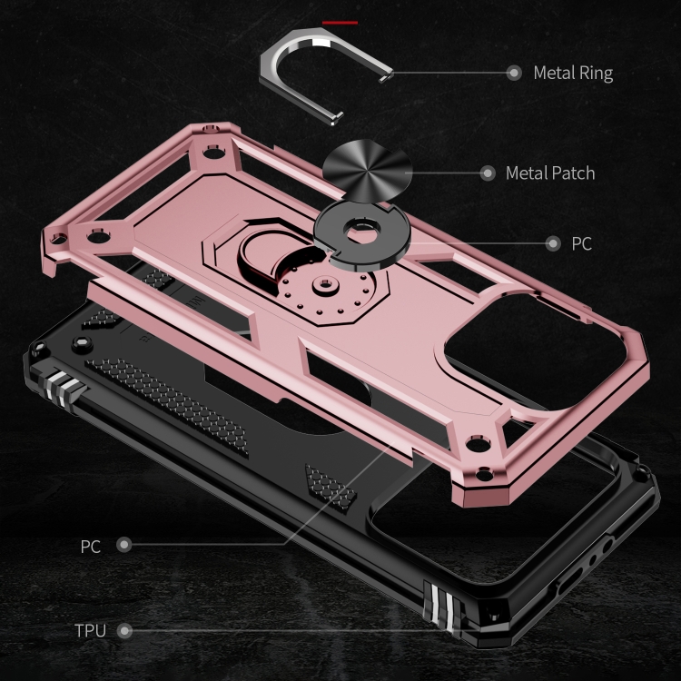 iPhone 15 Pro Skal Hybrid Armor Ring Roséguld