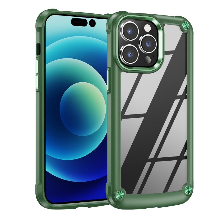 iPhone 15 Pro Skal Shockproof Armor Hybrid Grön