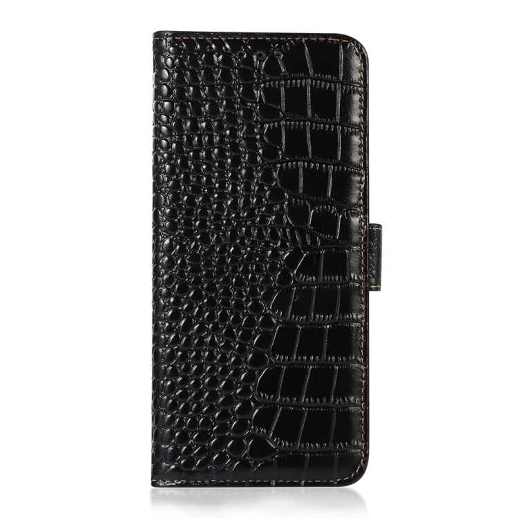 iPhone 15 Pro Fodral Lder Krokodil Textur Svart