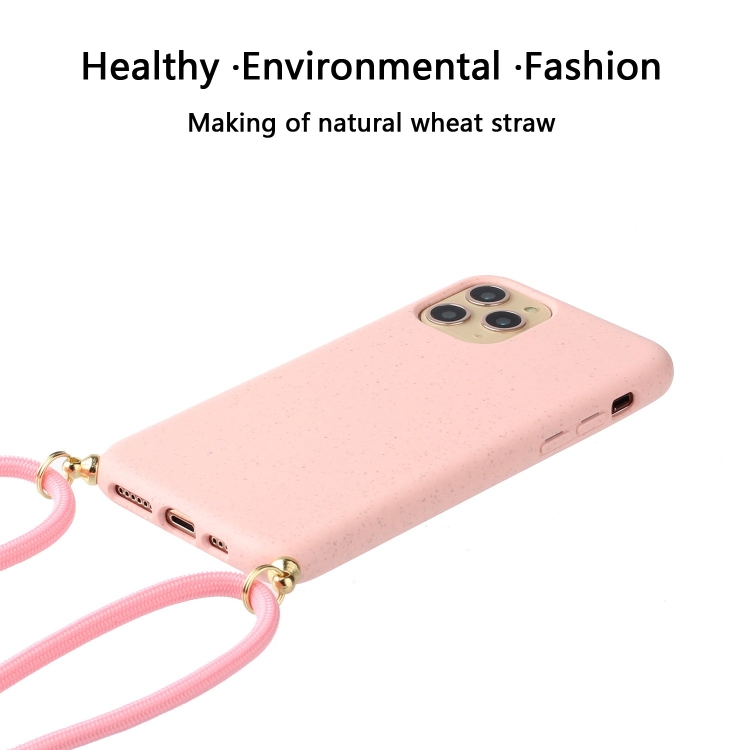 iPhone 15 Pro Skal Strawberry Design Med Strap Rosa