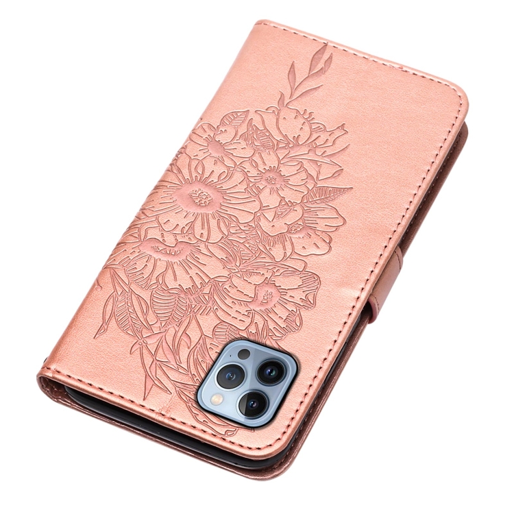 iPhone 15 Pro Fodral Med Fjäril Tryck Roséguld