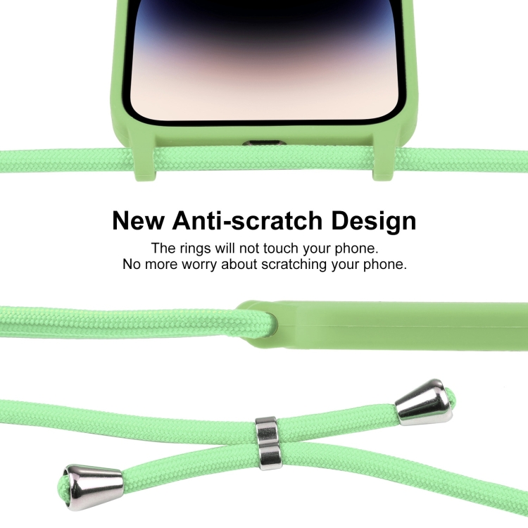 iPhone 15 Pro Skal Silikon Med Snodd Matcha Green